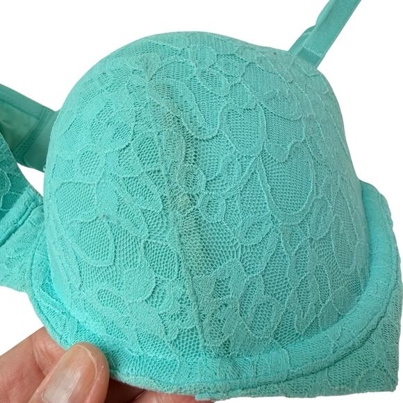 Victoria's Secret Multi-Way Bra 36C Lace Mint Green Non-Slip Flirty Sexy Push Up - Picture 3 of 14